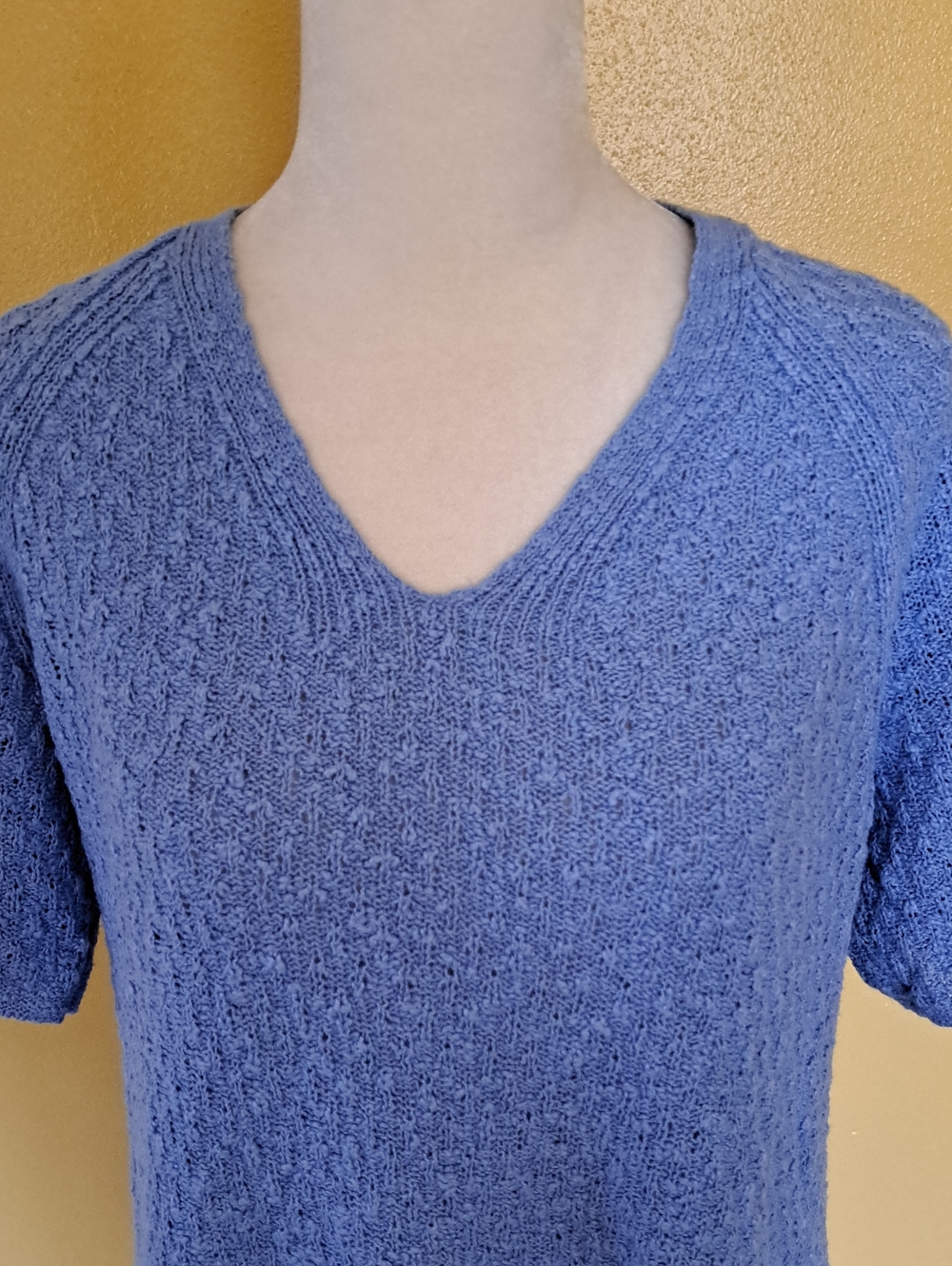 J. Jill Dusty Blue Textured V-Neck Knit Top